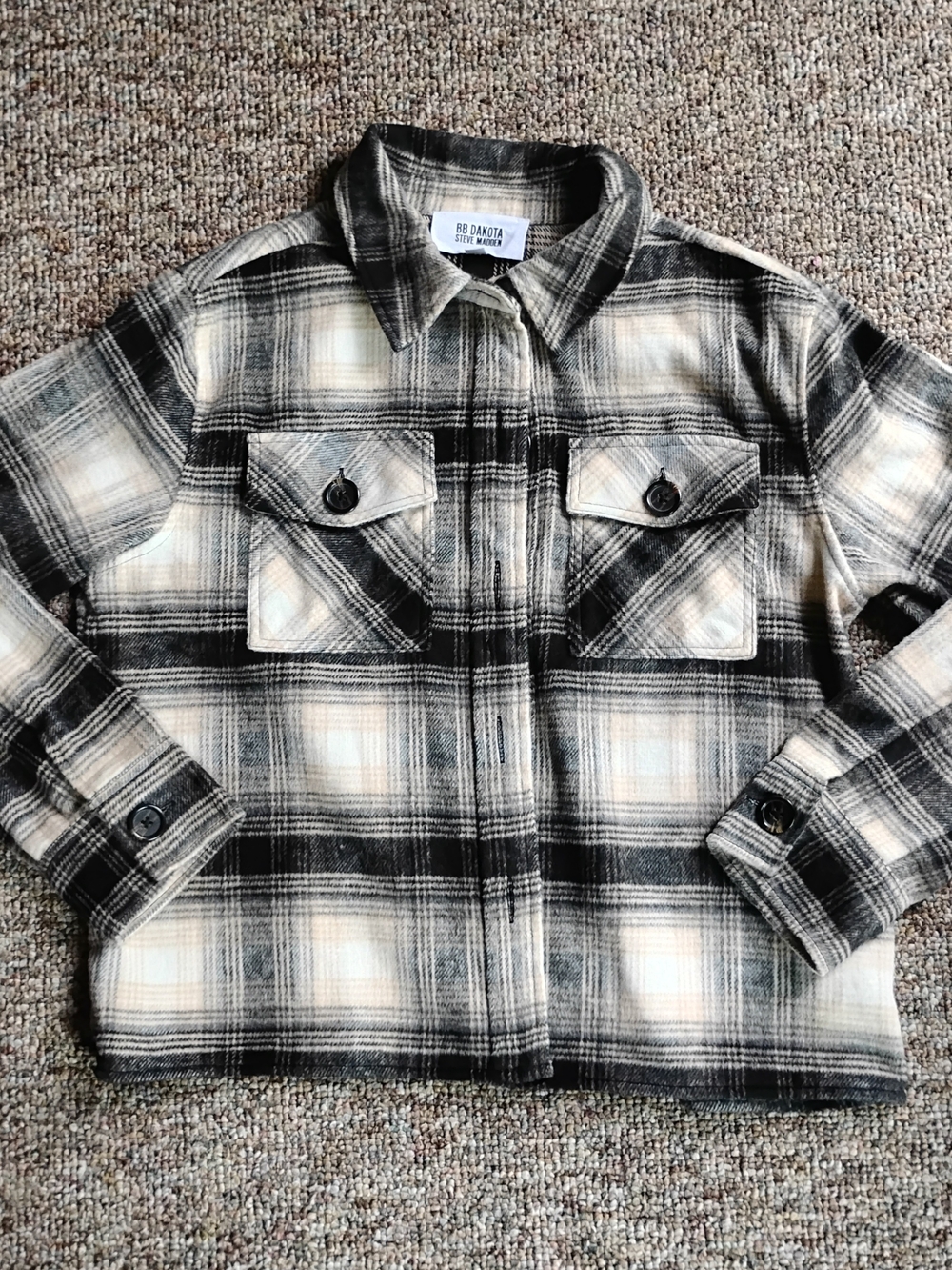 BB Dakota by Steve Madden Plaid Boxy Shacket Jacket L Medium Excellent